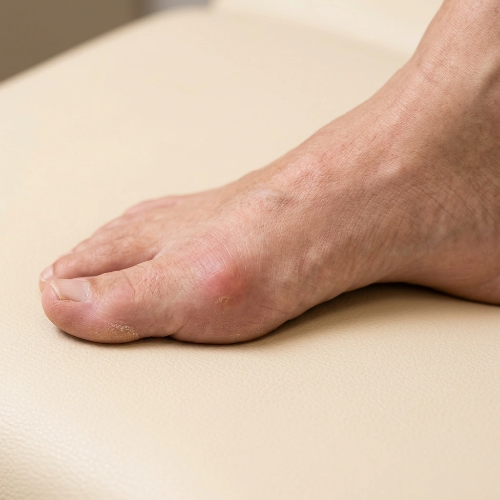 Realistic clinical photograph showing a bunion deformity - Podiatry Group of Georgia