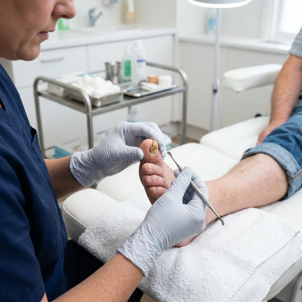 Clinical presentation of thickened, discolored fungal toenail - Podiatry Group of Georgia